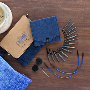 KnitPro Indigo Wood Mini Interchangeable Needle Set 50mm Needle Length