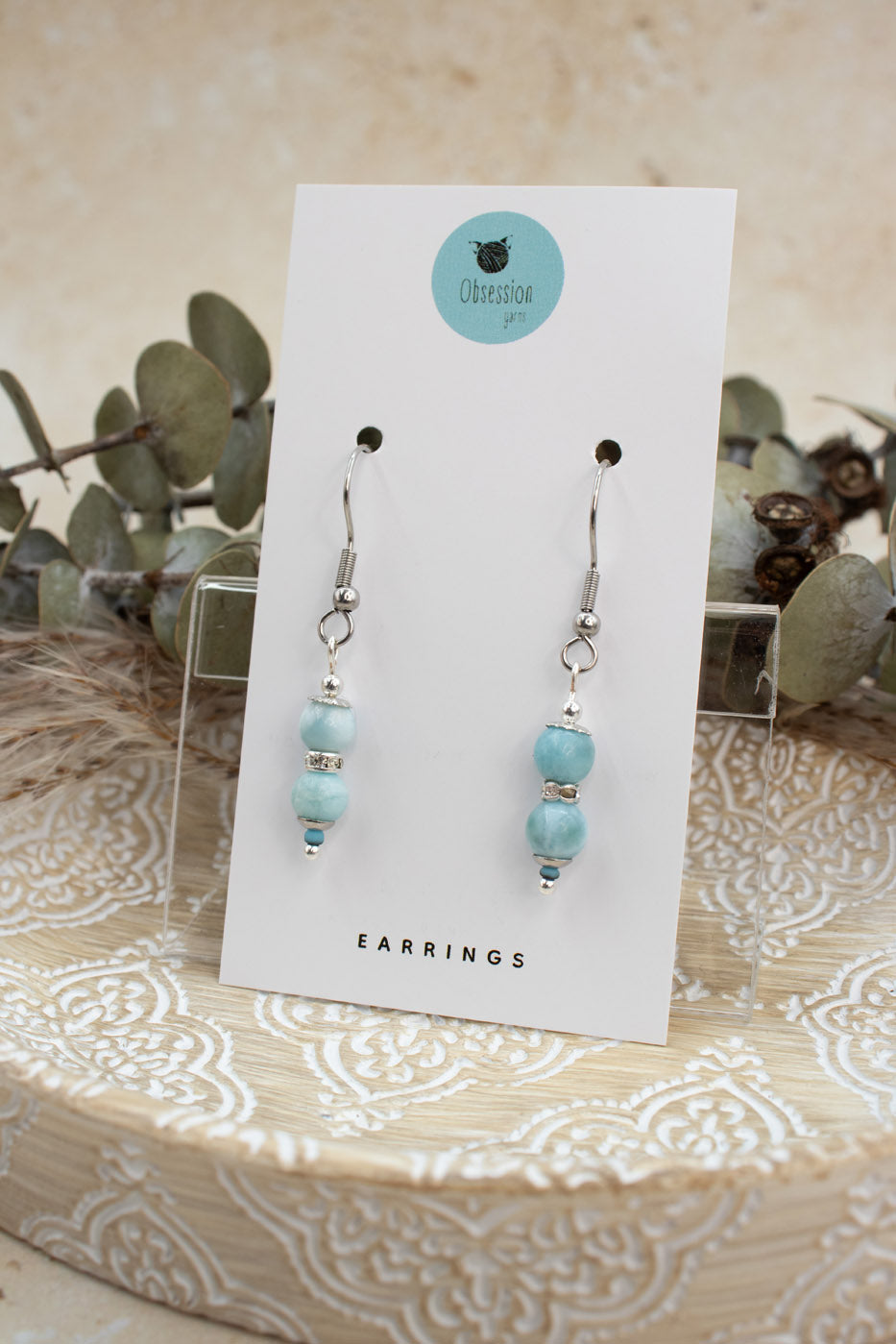 Larimar "Yarnball" Gemstone Earrings