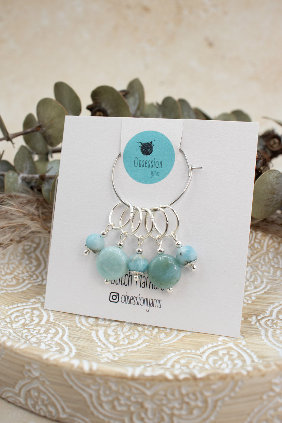 Larimar Gemstone Stitch Markers