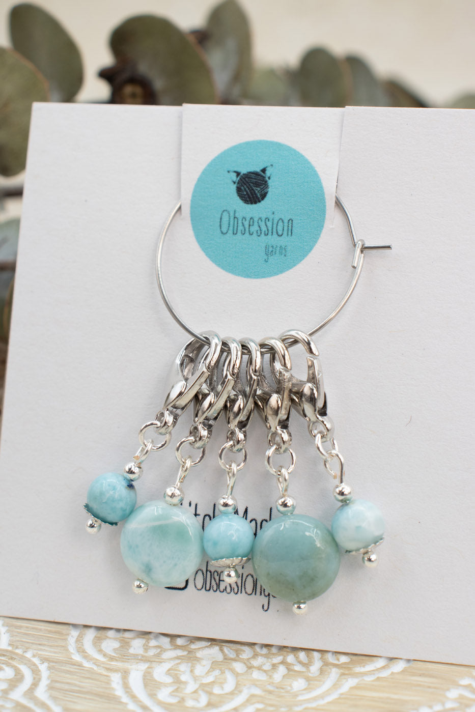 Larimar Gemstone Stitch Markers