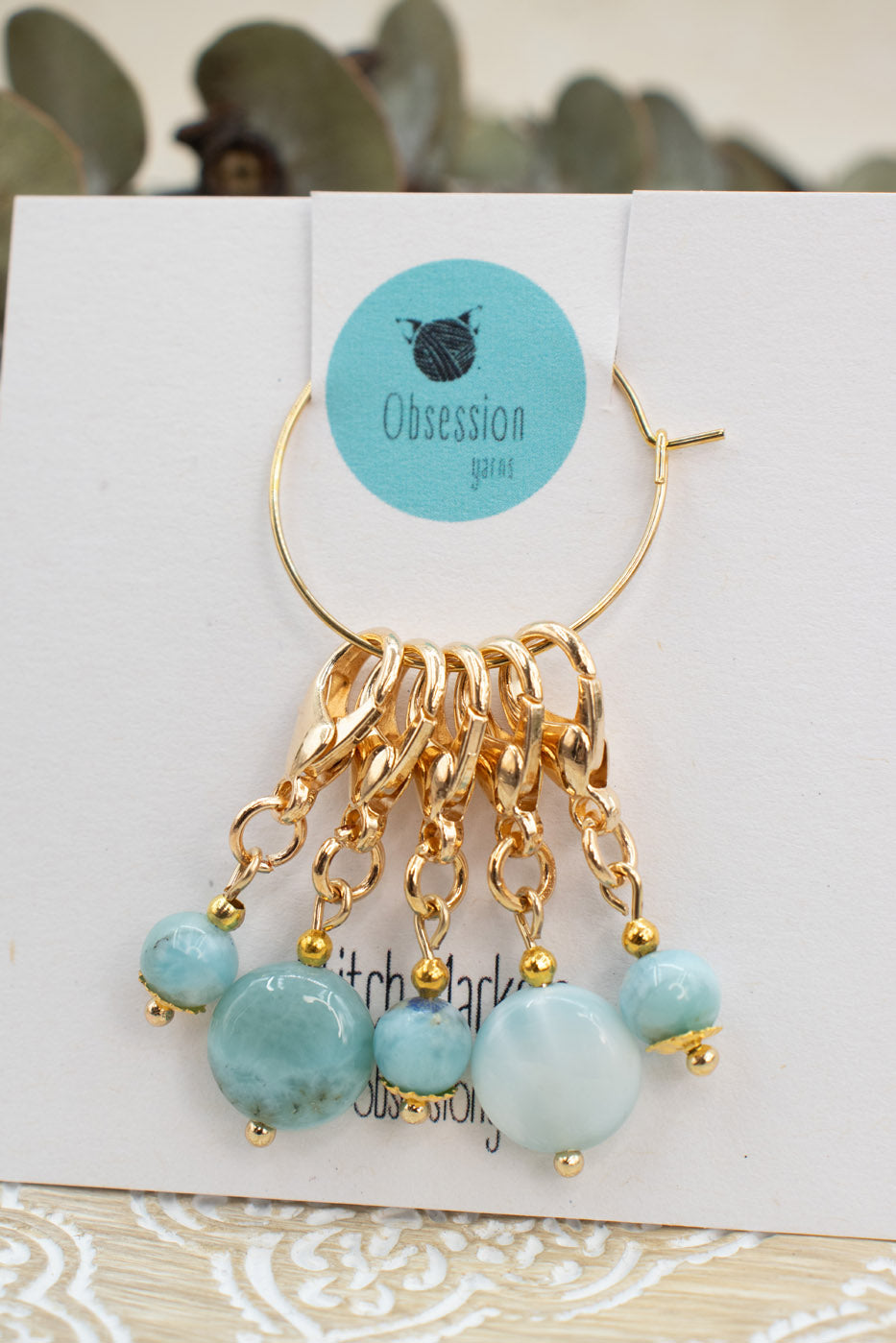 Larimar Gemstone Stitch Markers