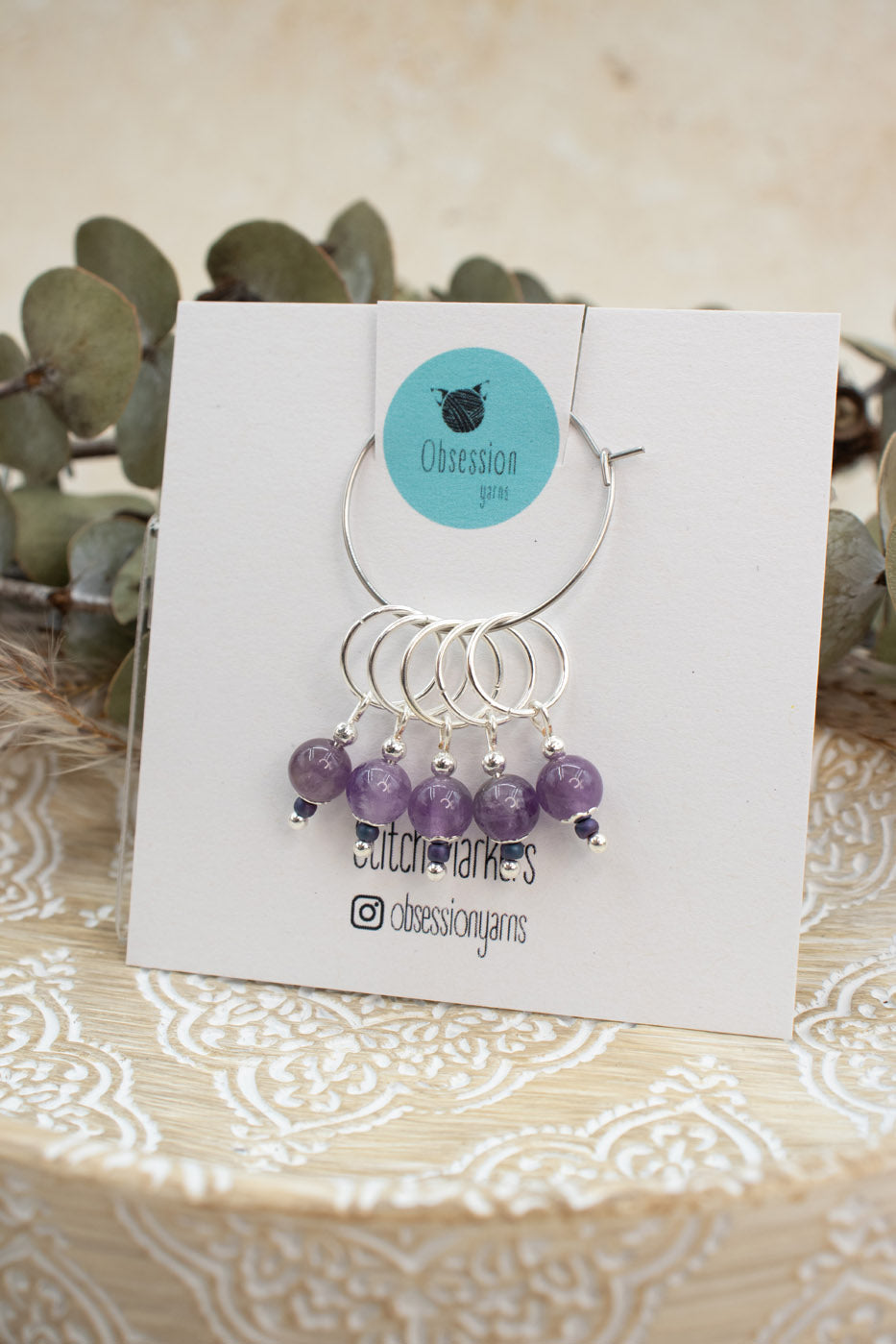 Chevron Amethyst Gemstone Stitch Markers