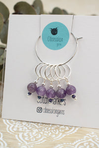 Chevron Amethyst Gemstone Stitch Markers