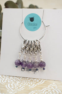 Chevron Amethyst Gemstone Stitch Markers