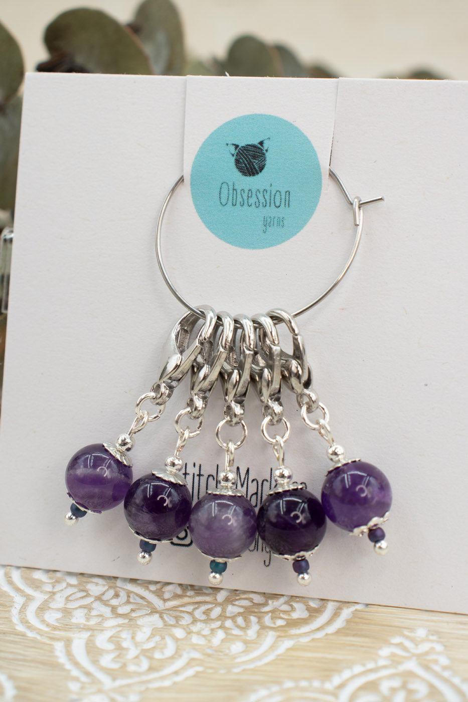 Amethyst Gemstone Stitch Markers