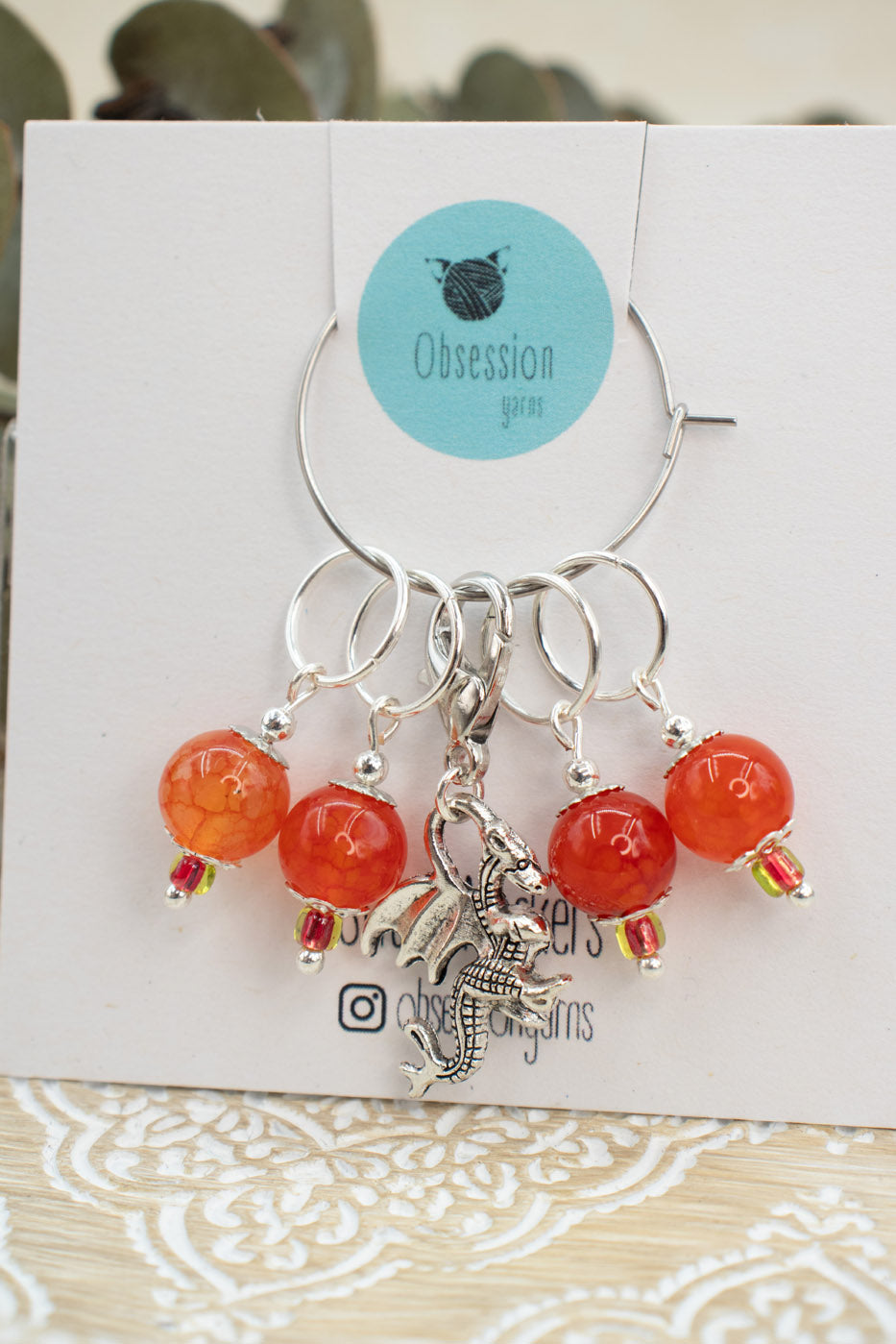 Dragon Vein Agate Gemstone Stitch Markers