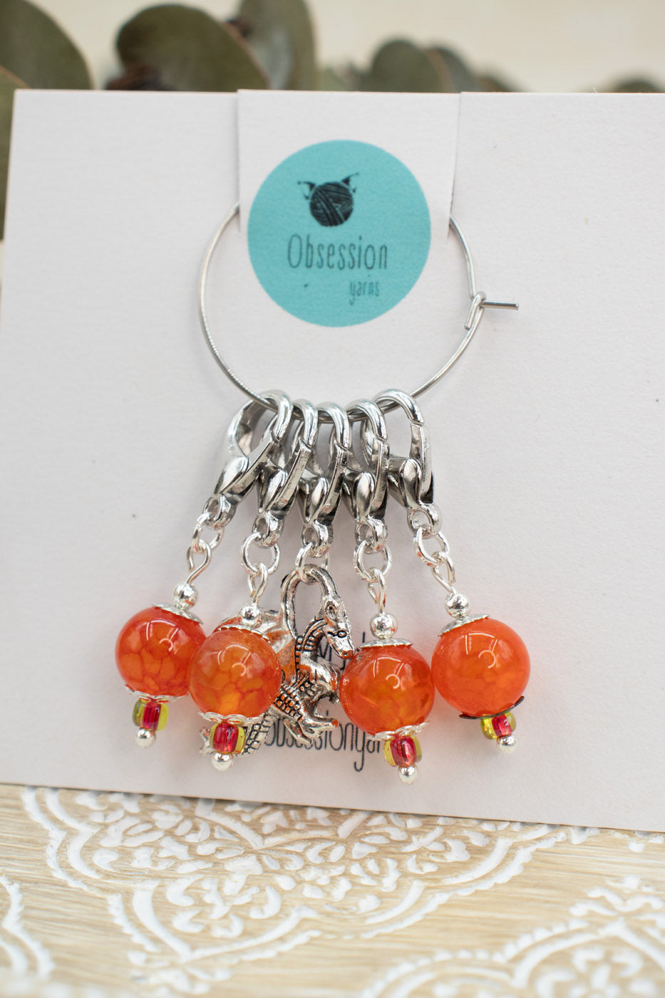 Dragon Vein Agate Gemstone Stitch Markers