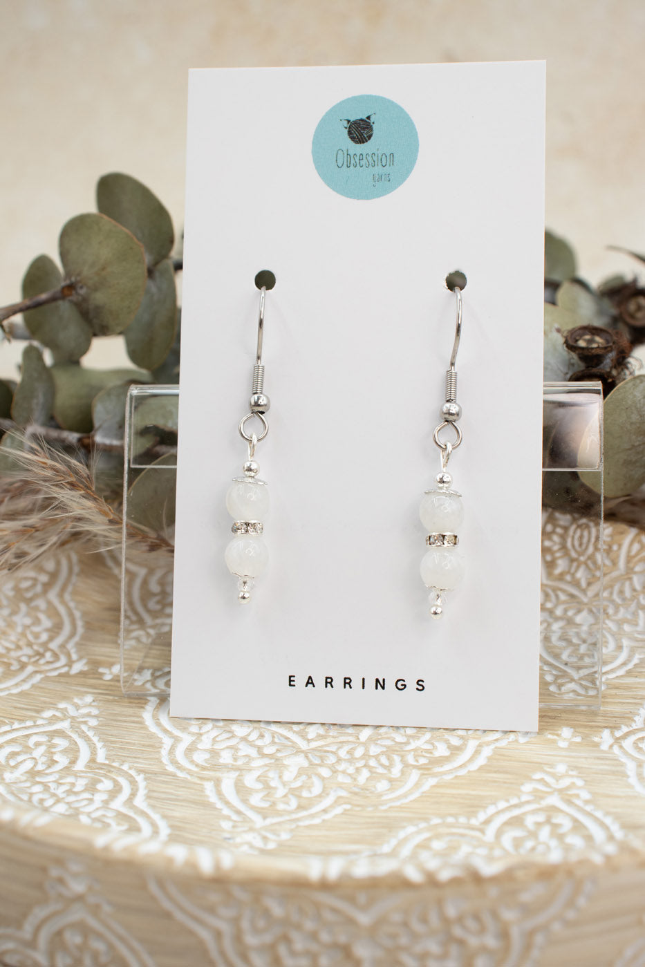 A Grade Rainbow Moonstone  "Yarnball" Gemstone Earrings