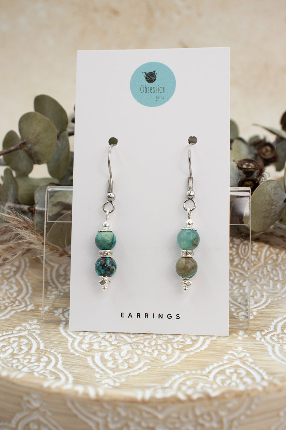 Chrysocolla "Yarnball" Gemstone Earrings