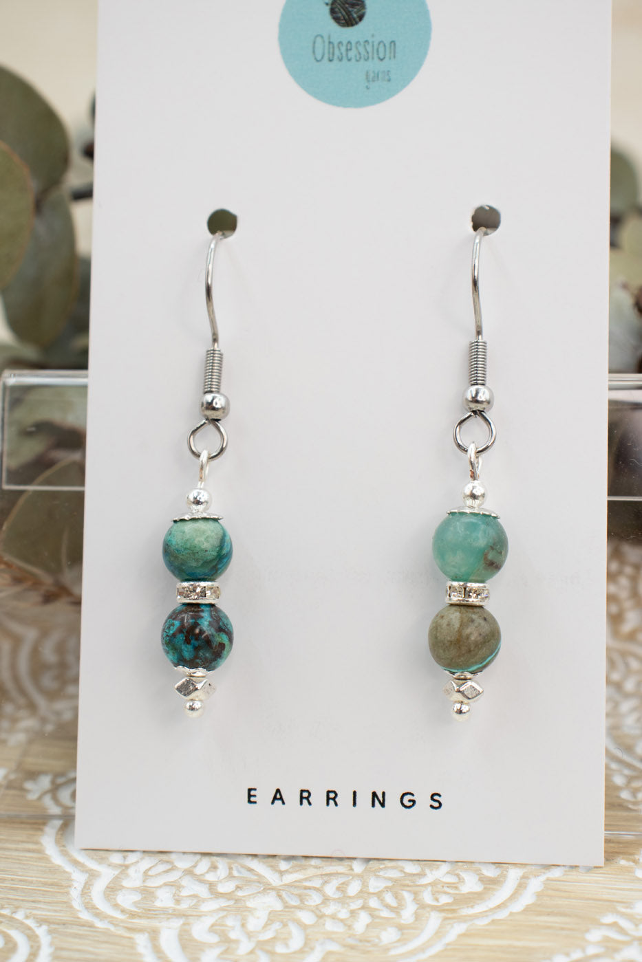 Chrysocolla "Yarnball" Gemstone Earrings