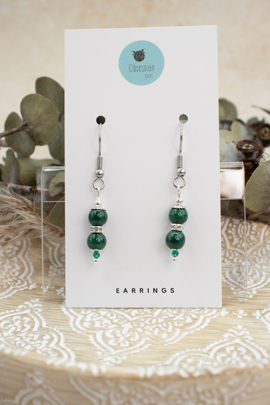 Malachite "Yarnball" Gemstone Earrings