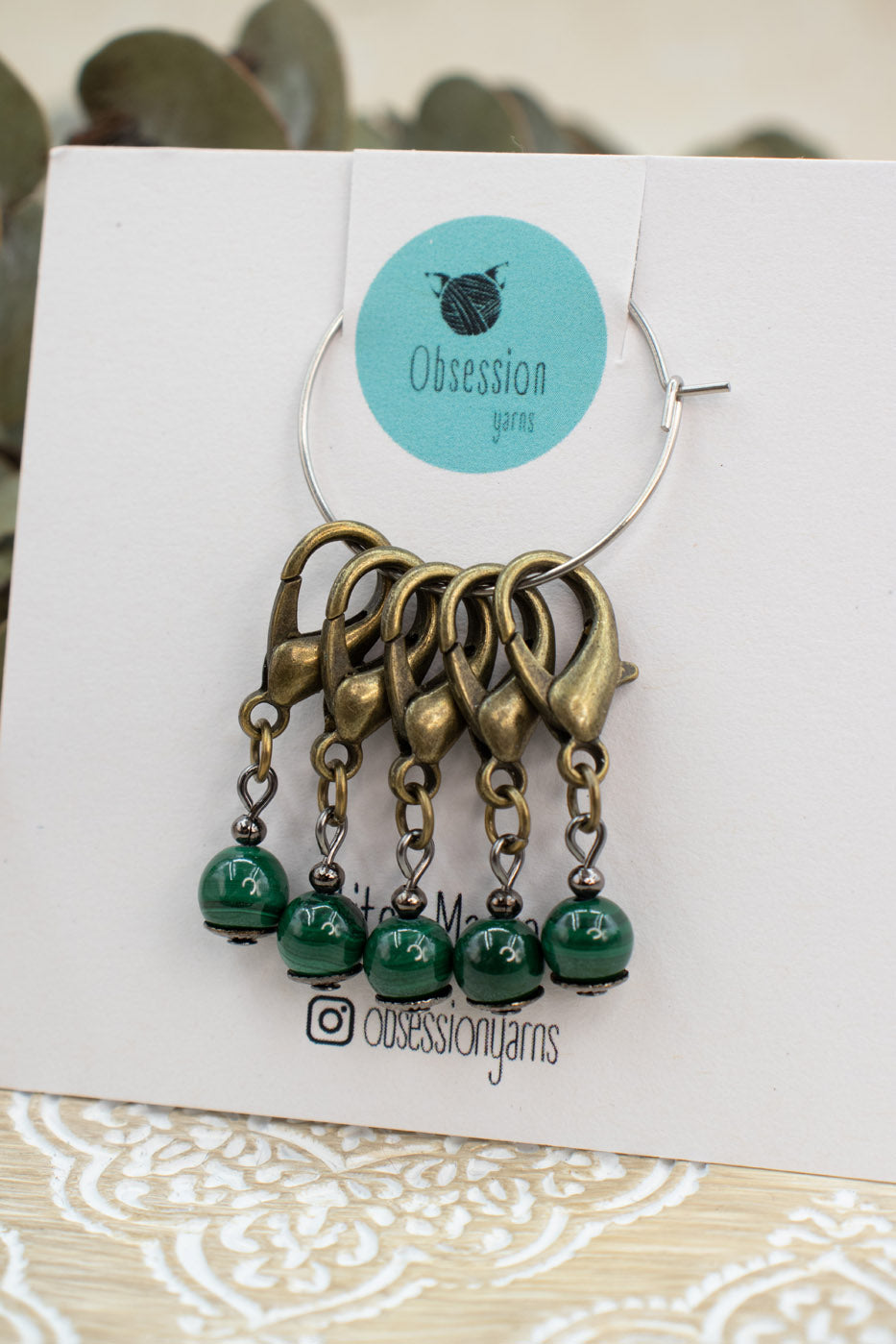 Malachite Gemstone Stitch Markers