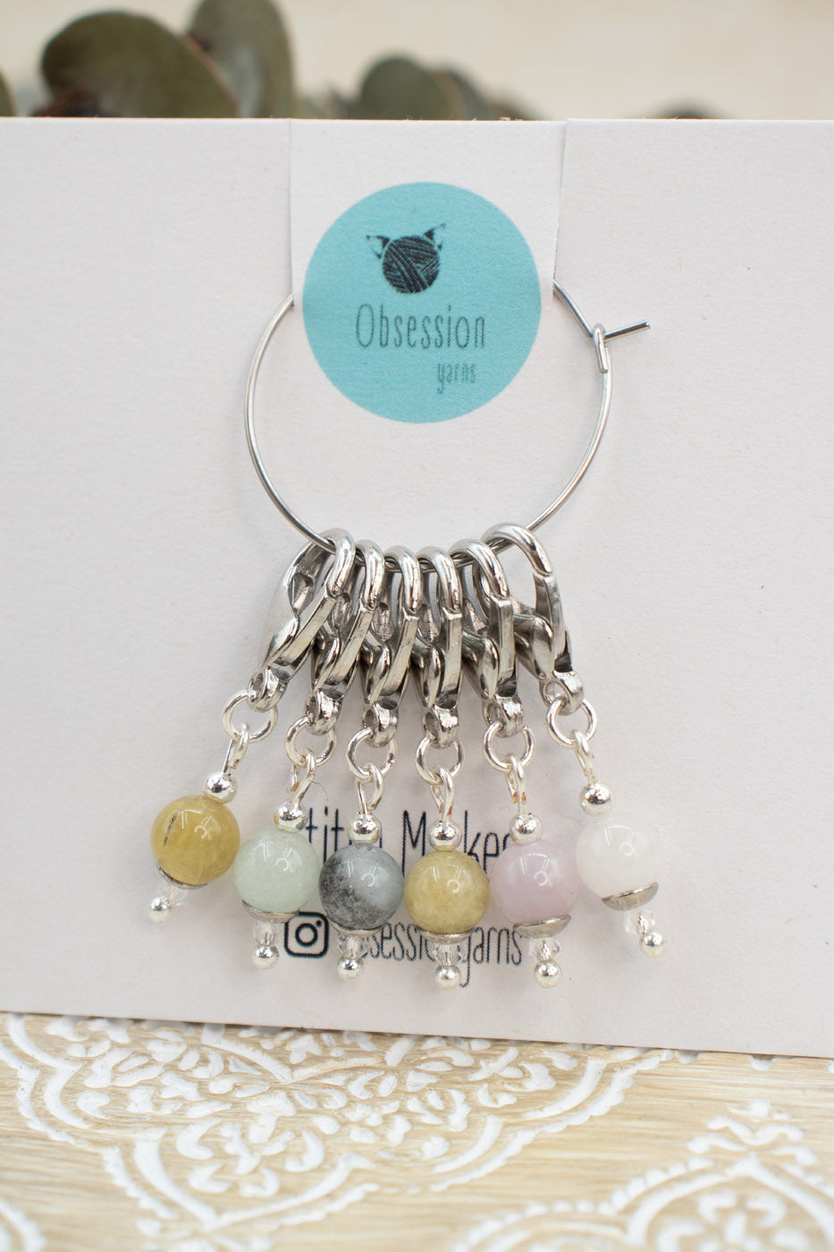 Morganite Gemstone Stitch Markers