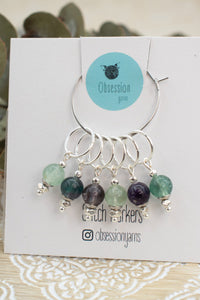 Rainbow Fluorite Gemstone Stitch Markers