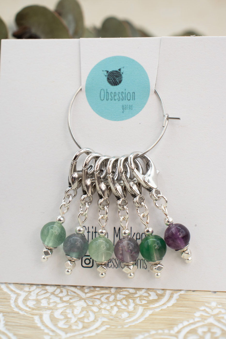 Rainbow Fluorite Gemstone Stitch Markers