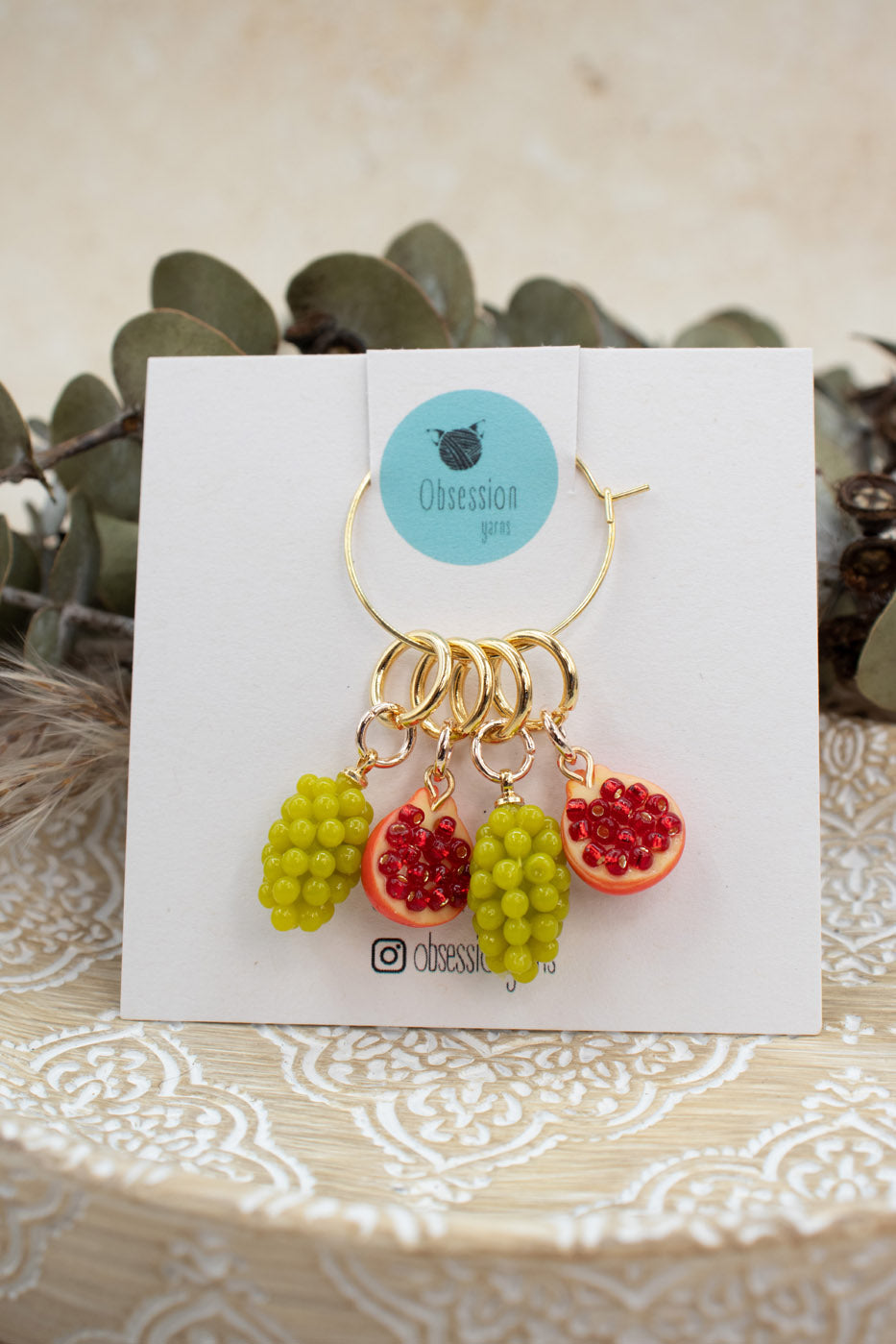 3D Grapes & Pomegranate Stitch Marker Set