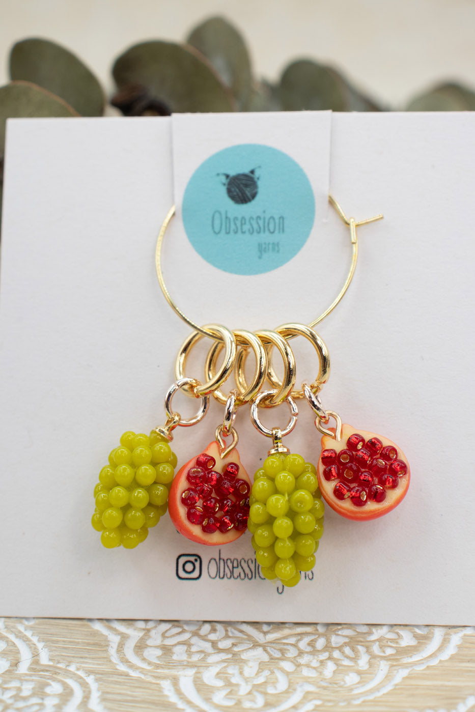 3D Grapes & Pomegranate Stitch Marker Set