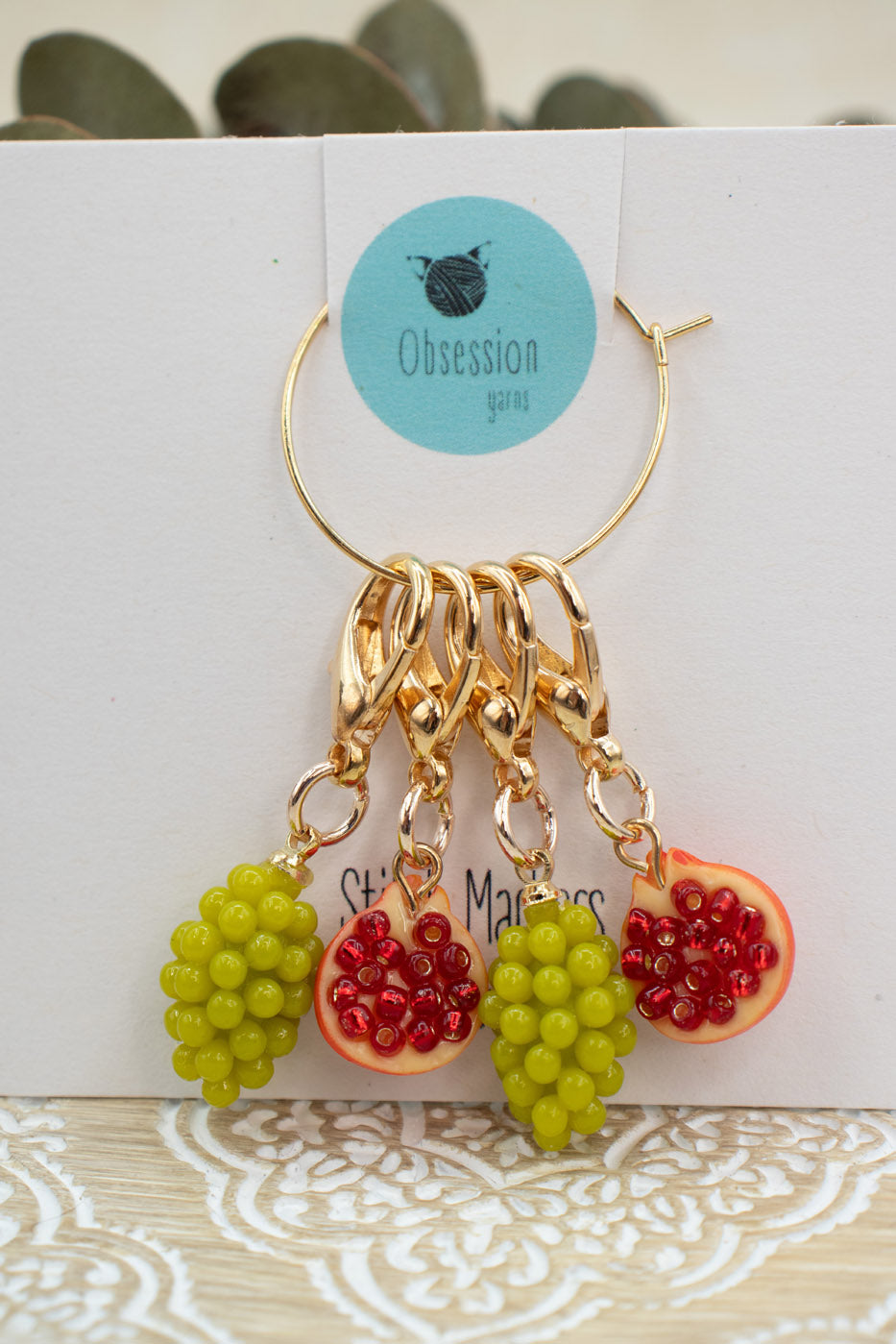 3D Grapes & Pomegranate Stitch Marker Set