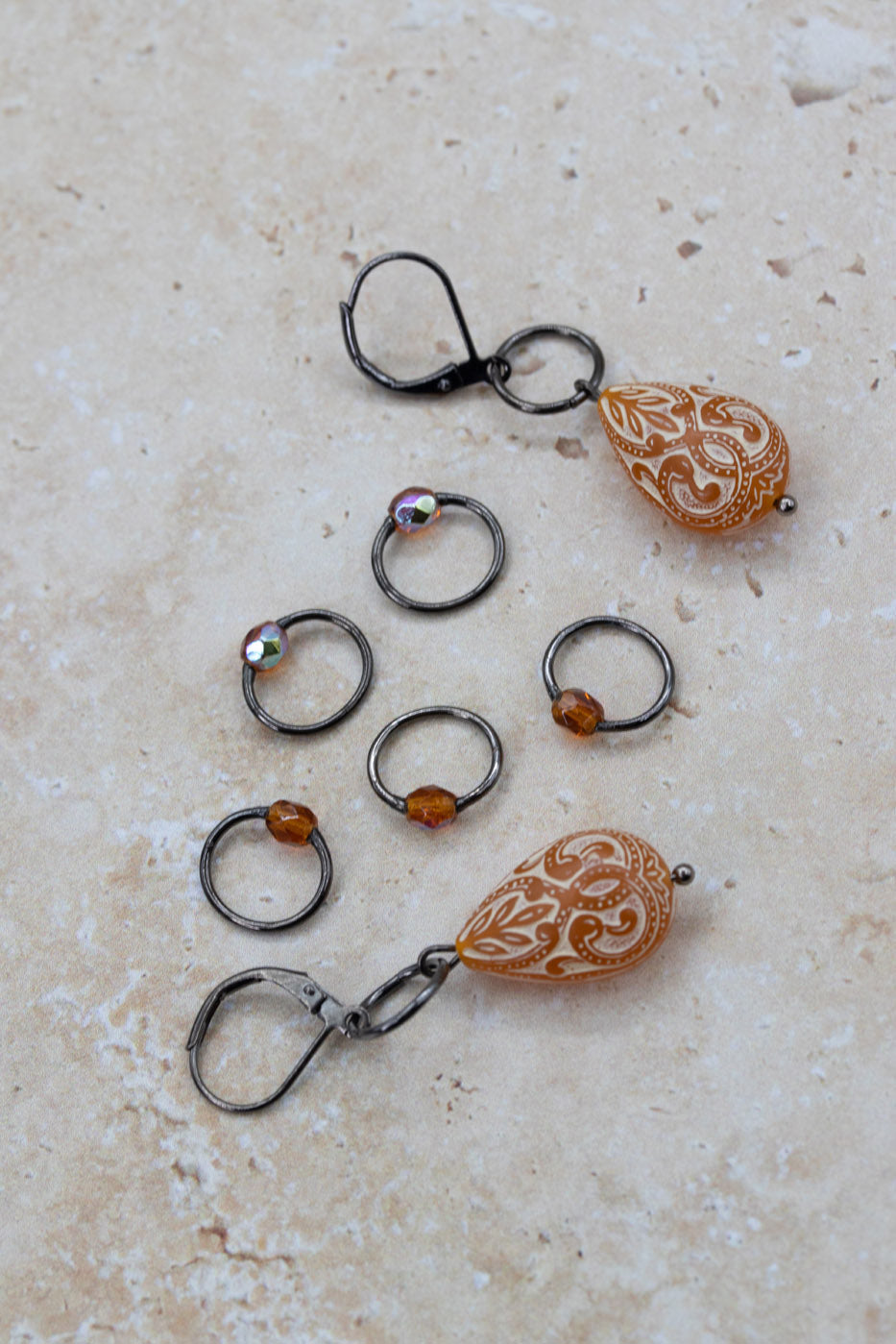 Peach Drops Stitch Marker Set