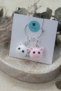 Fluffy Kitty Faces Stitch Marker Set