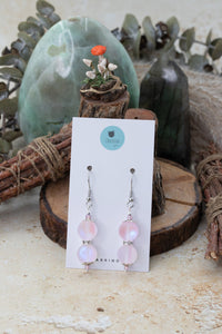 Pink Frosted Glass Bead Earrings