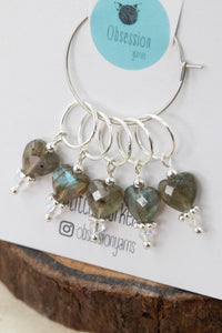 Labradorite Heart Gemstone Stitch Markers