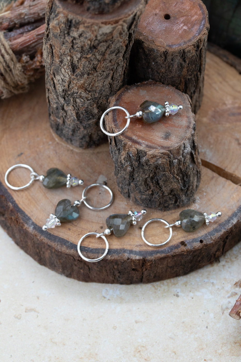 Labradorite Heart Gemstone Stitch Markers
