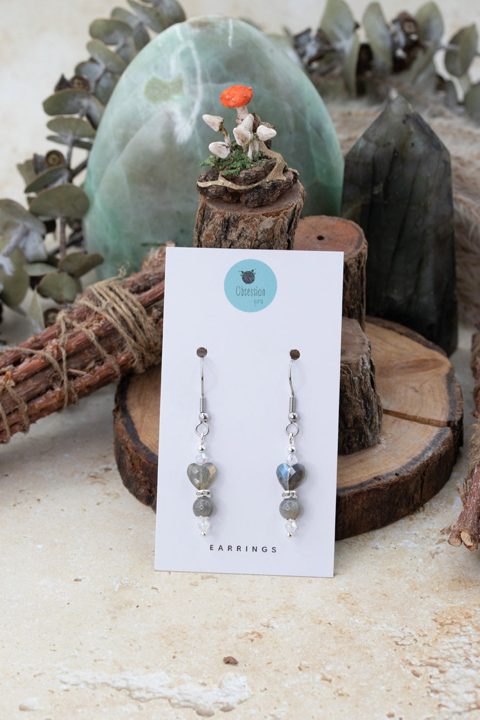 Labradorite Heart Gemstone Earrings
