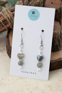 Labradorite Heart Gemstone Earrings