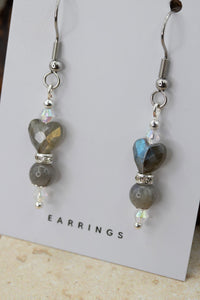 Labradorite Heart Gemstone Earrings