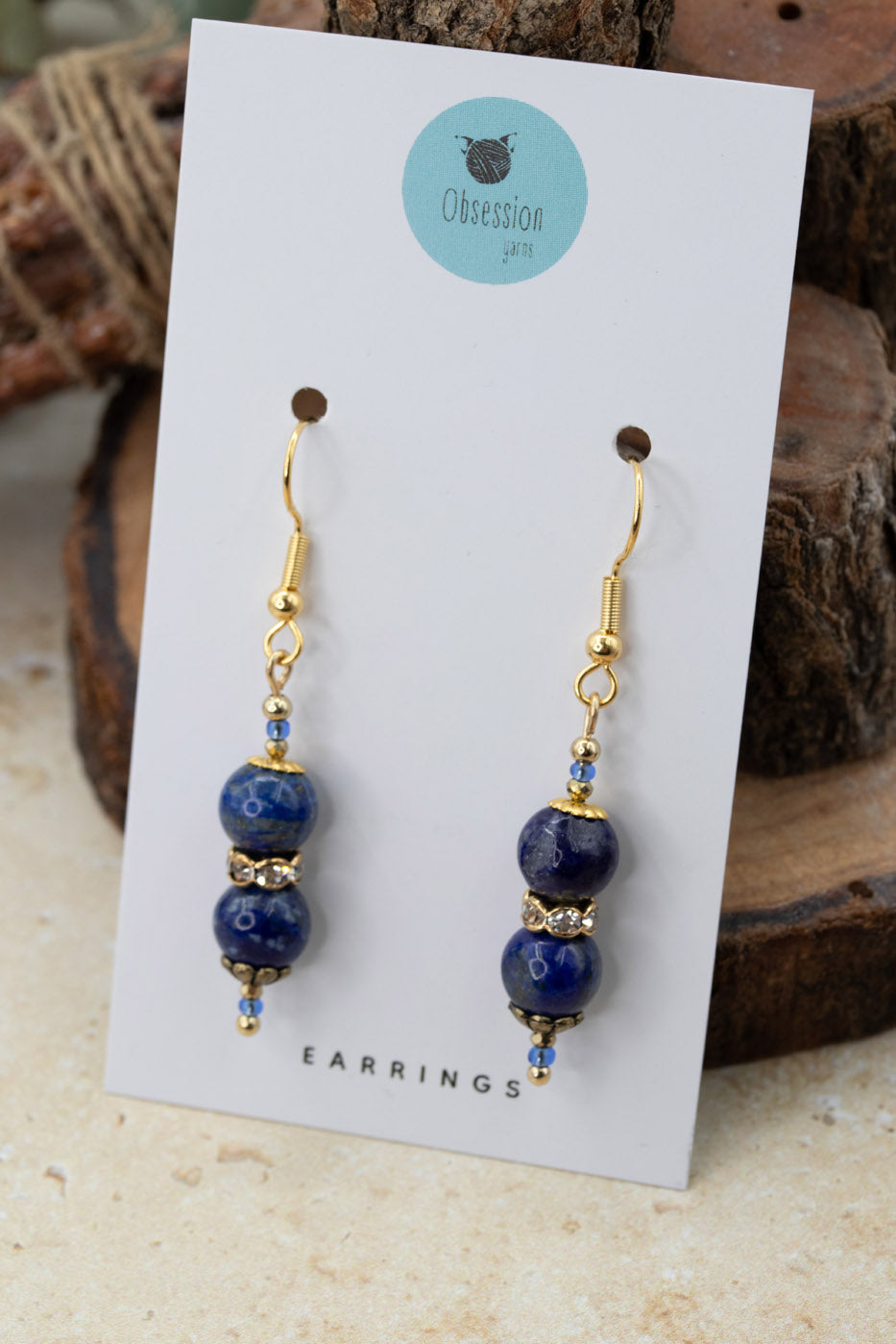 Lapis Lazuli Gold "Yarnball" Gemstone Earrings