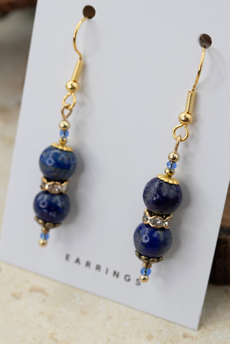 Lapis Lazuli Gold "Yarnball" Gemstone Earrings