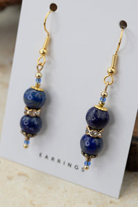 Lapis Lazuli Gold "Yarnball" Gemstone Earrings