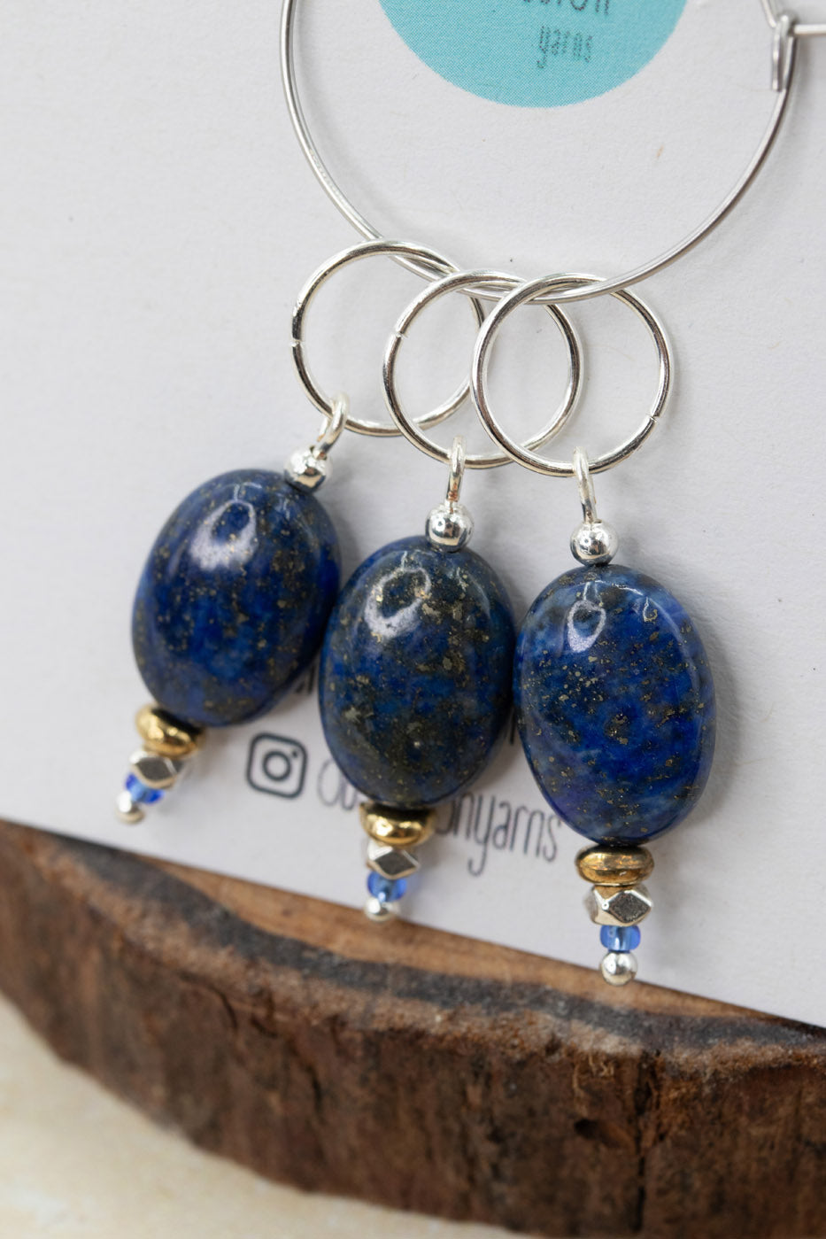 Lapis Lazuli Oval Gemstone Stitch Markers