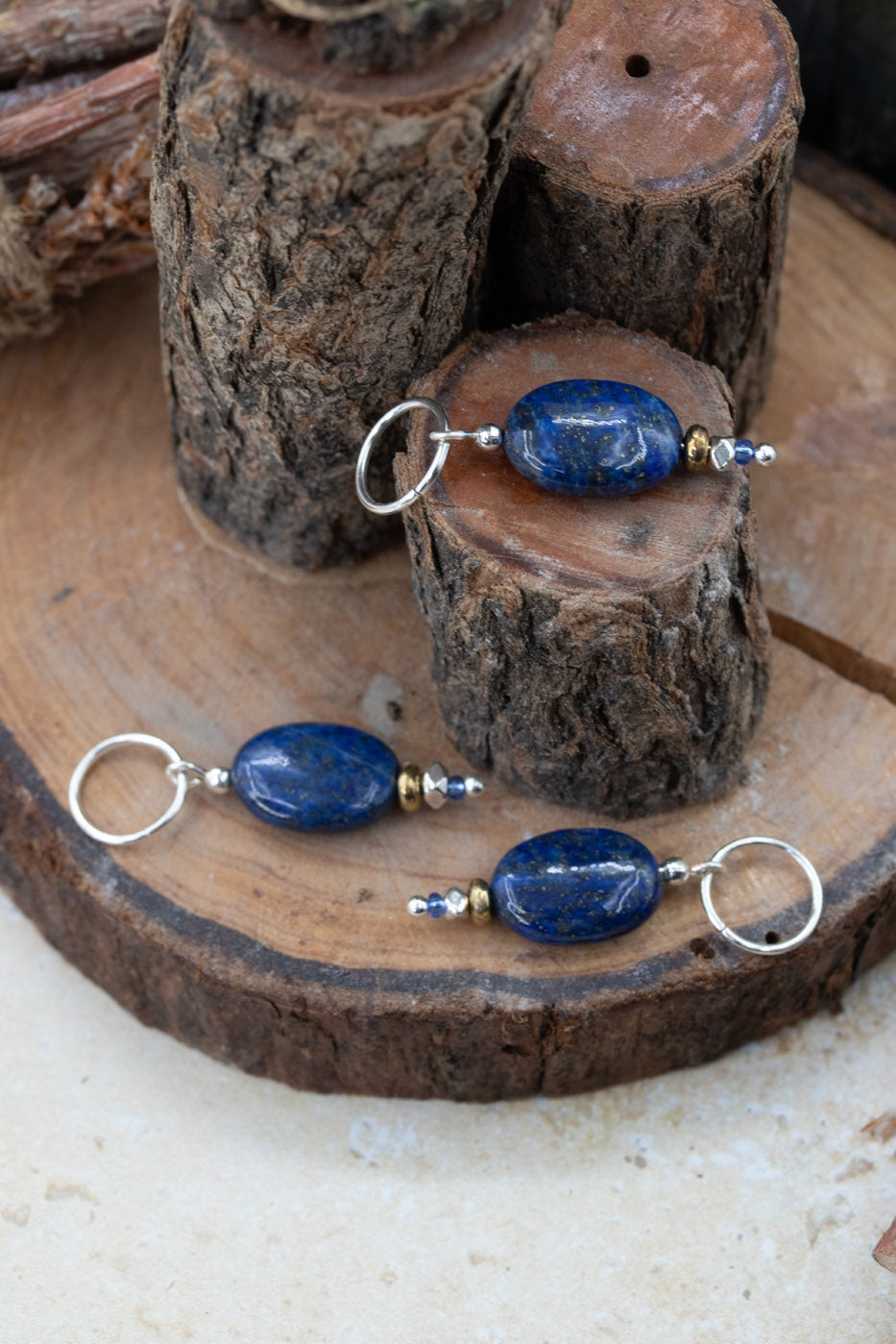 Lapis Lazuli Oval Gemstone Stitch Markers