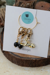 Anubis with Onyx Gemstone Stitch Markers