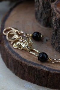 Anubis with Onyx Gemstone Stitch Markers