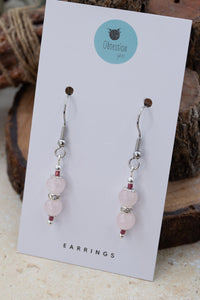 Rose Quartz "Yarnball" Gemstone Earrings