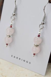 Rose Quartz "Yarnball" Gemstone Earrings