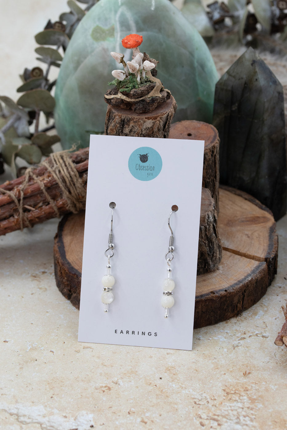 Mother Of Pearl "Yarnball" Gemstone Earrings