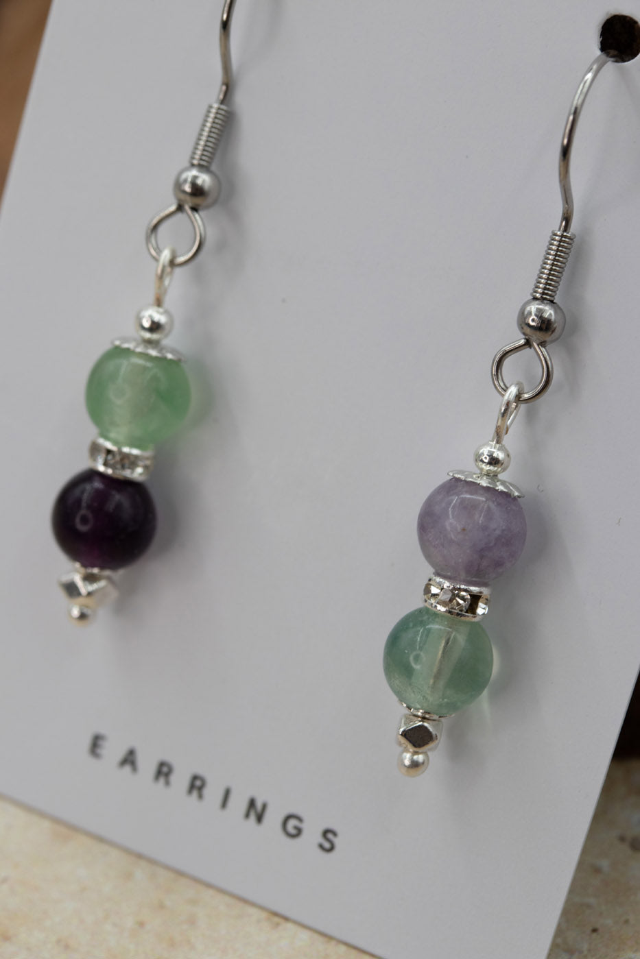 Rainbow Fluorite "Yarnball" Gemstone Earrings