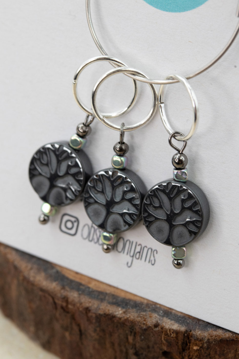 Hematite Tree Of Life Gemstone Stitch Markers