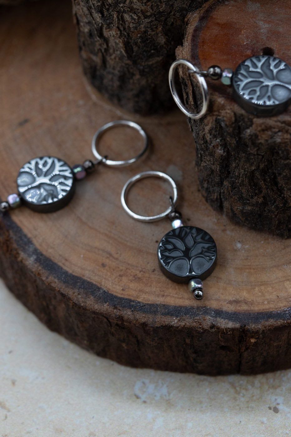 Hematite Tree Of Life Gemstone Stitch Markers