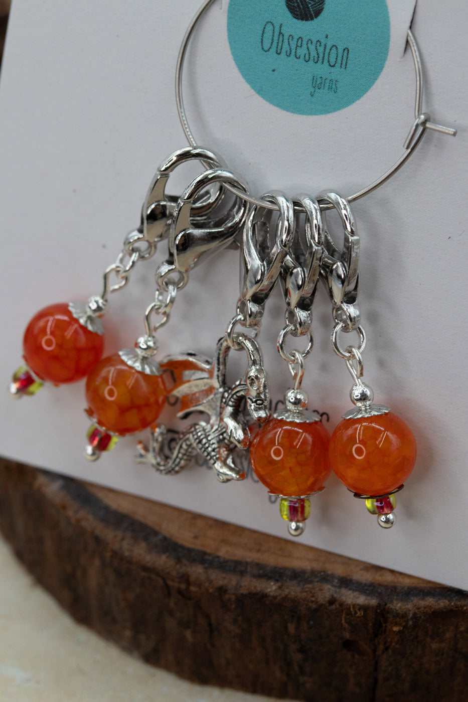 Dragon Vein Agate Gemstone Stitch Markers