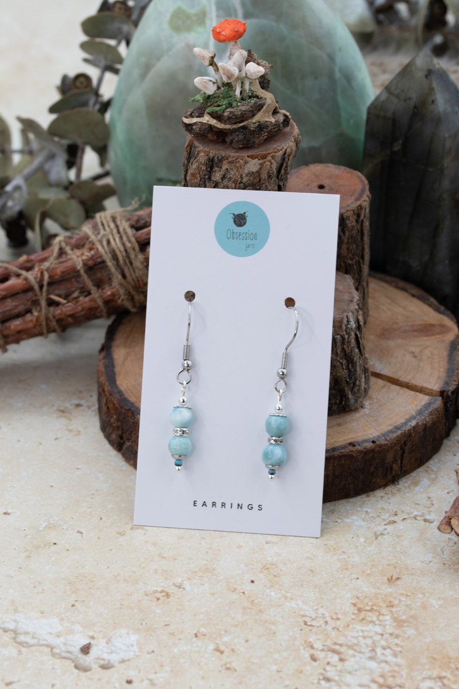 Larimar Silver "Yarnball" Gemstone Earrings