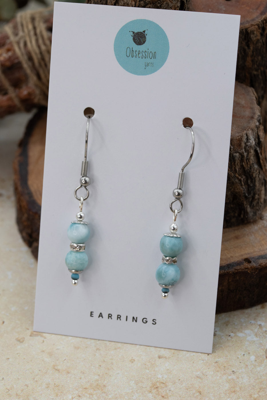 Larimar Silver "Yarnball" Gemstone Earrings