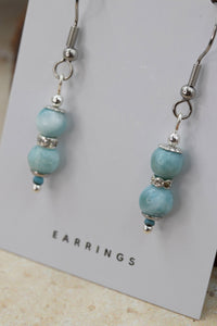 Larimar Silver "Yarnball" Gemstone Earrings