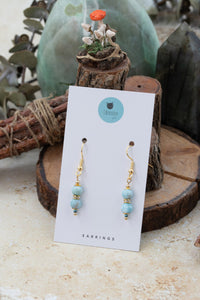 Larimar Gold "Yarnball" Gemstone Earrings