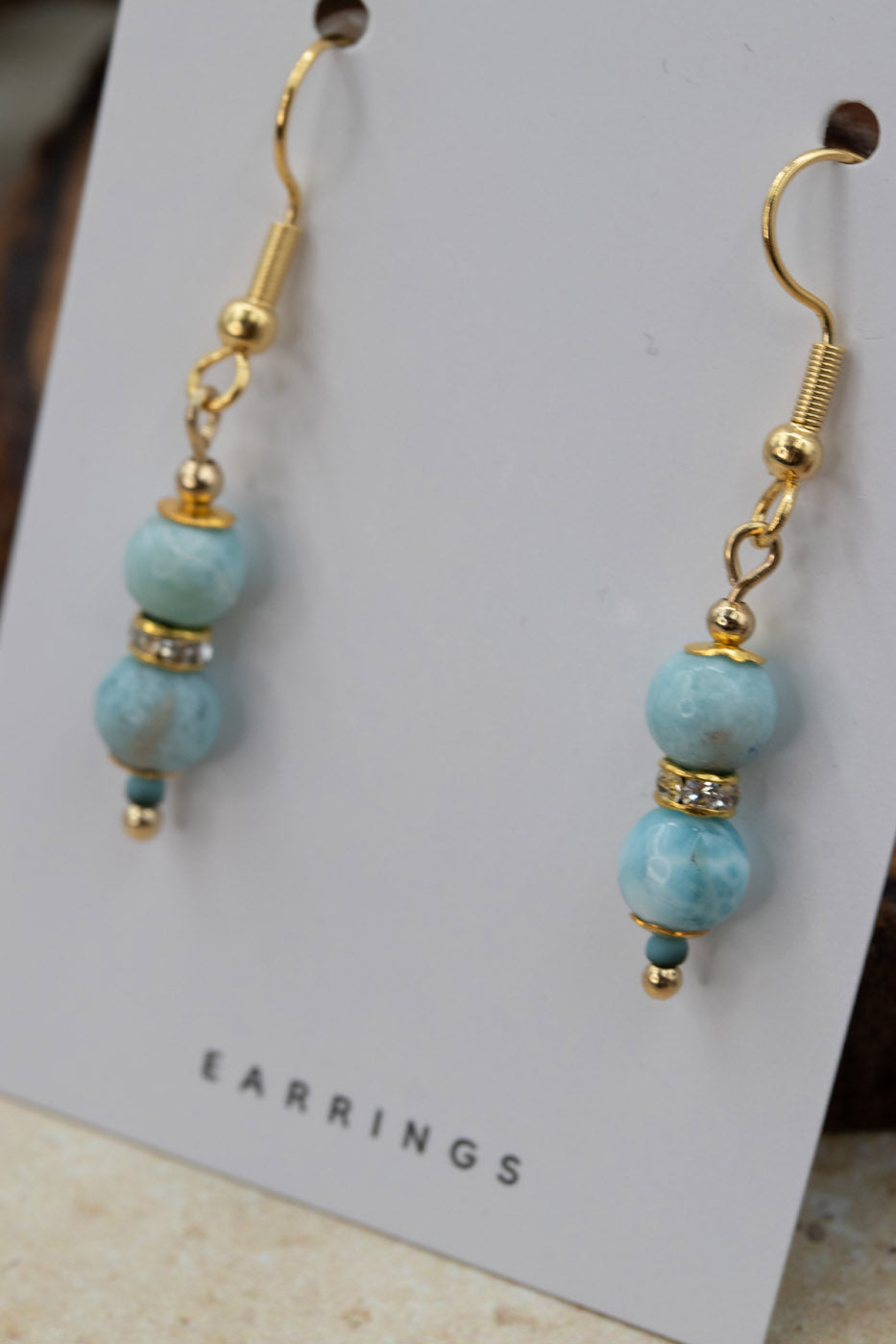 Larimar Gold "Yarnball" Gemstone Earrings