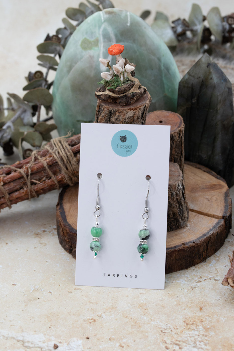 Variscite "Yarnball" Gemstone Earrings
